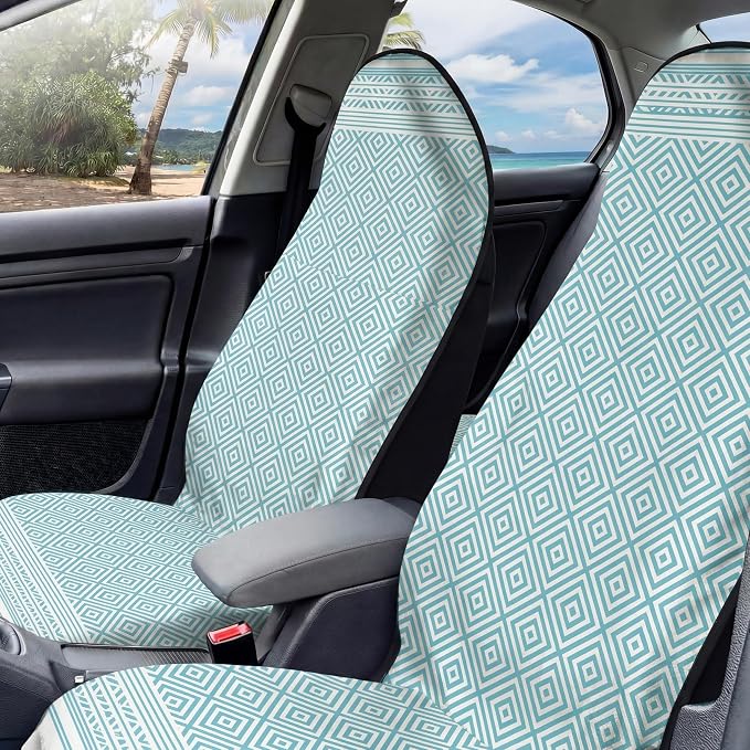 2 Pack Car Seat Towel Covers for Gym, Front Seats, Light Blue | Blue Sweat Protector for Front Seats Premium Thickened with Elastic Strap Breathable & Quick Dry Machine Washable Running - Image 5