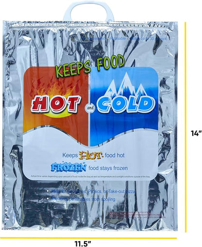 Superio Hot and Cold Insulated Bags for Food Delivery, Grocery Shopping Bags, Food Storage for Hot and Frozen Food for Travel, Disposable Cooler Bag, Reinforced Thermal Lunch Bag (12, 16"x19.25") - Image 2