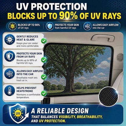 Magnetic Mesh Car Window Shades, UV Protection, 2 Pack | 90% UV Block | Breathable Mesh | Privacy with Visibility | Magnetic Installation - Image 5