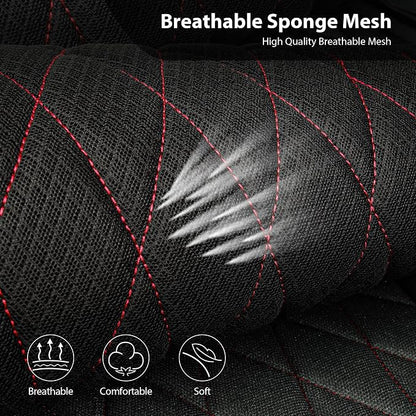CAR PASS Thick Foam 3D Air Mesh Leather Car Seat Covers Front Seats Only, Breathable Premuim Leather Two Front Seat Cover, Airbag Compatible Universal Fit for 95% Sedan Van Truck SUV,Black and Red - Image 7