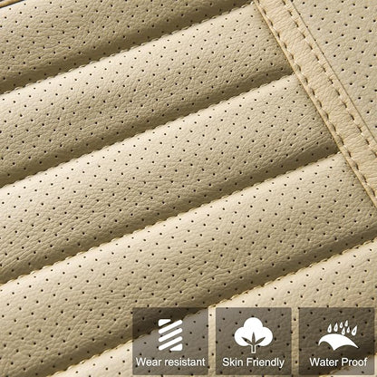 2pc Edge Wrapping Comfortable Car Front Seat Covers, Seat Protectors, Anti-Slip Bottom Seat Cushion Covers for Auto with PU Leather(Beige) - Image 4