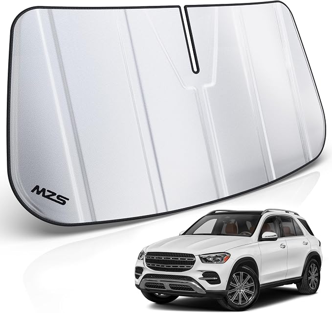 MZS Windshield Sun Shade for GLE 350 450 580 SUV 2020-2026 / GLS 2020-2026 | 6-Layer Heat Insulation, 99% UV Blocking, Keeps Interior Cool, Full Coverage Visor, Foldable Car Window Sunshade, Storage Bag by MZS