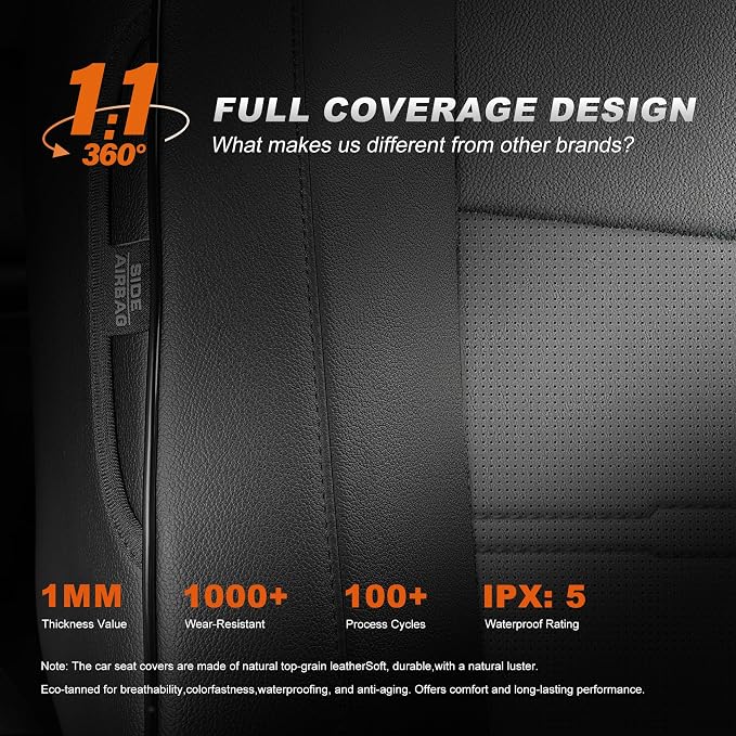 Custom Fit Seat Covers for Honda CRV: 2023 2024 2025 2026 | EX-L,EX,LX,Touring,Special Edition and Hyrbid Models Full Set Faux Leather Car Seat Coves Waterproof (5 Seats,Black+Gray) - Image 8