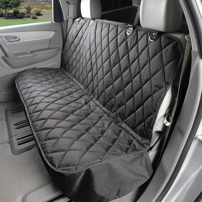 4Knines Heavy-Duty Rear Seat Cover for Dogs - Fitted, Black Reg | K9-Shield waterproof layer, non-slip backing, quick-release clips for easy install and cleanup. Machine washable. by 4Knines