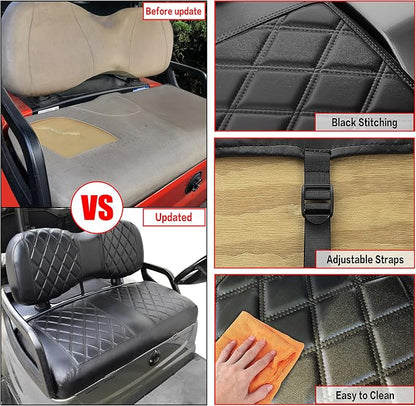 NOKINS Golf Cart Diamond Front Seat Covers for Yamaha Drive G29 & Drive 2 | Durable Vinyl Build；UV Resistant；All-Weather Protection - Image 4