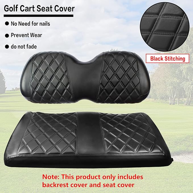NOKINS Golf Cart Diamond Front Seat Covers for Club Car Precedent | Durable Vinyl Build；UV Resistant；All-Weather Protection - Image 2