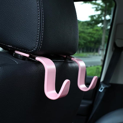 Car Headrest Hooks, 50lbs Load, Durable ABS, 4-Pack Car hooks | 360° rotating, fits most car headrests, holds coats/purses/umbrellas/groceries, easy install, keeps car organized, Pink - Image 3
