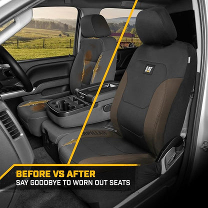 Cat® Flexfit™ Black Beige Seat Covers for Cars, Trucks, & SUV - Set of (2) Front Car Seat Cover Front Seat Protectors - Airbag Compatible Seat Covers for SUV Interior Covers & Seat Cover Accessories - Image 6