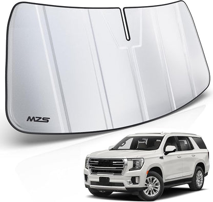 MZS Windshield Sun Shade for Suburban Tahoe Yukon Escalade 2021-2026 | 6-Layer Heat Insulation, 99% UV Blocking, Keeps Interior Cool, Full Coverage Visor, Foldable Car Window Sunshade, Storage Bag by MZS