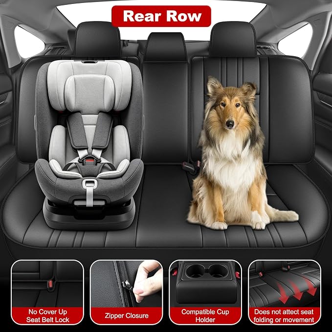 TTX LIGHTING Custom Fit Seat Covers for Honda Accord 2018-2022 | Precision Tailored Waterproof Faux Leather Full Set with Matching Interior Accessories Airbag Compatible Car Seat Protectors - Image 6