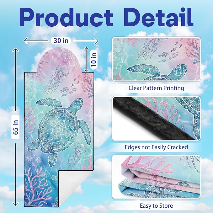 2 Pack Car Seat Towel Covers, Sweat-Proof Microfiber Seat Protectors for Gym, Running, Beach & Workout, Breathable Quick-Dry, Machine Washable, Coral Sea Turtle Print, Universal Fit - Image 2
