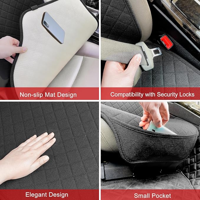 BOPUOVRE Linen Front Car Seat Covers Breathable Fabric | Car Seat Protector Universal Fit Cars Vans SUVs Trucks 2 Units Black - Image 3