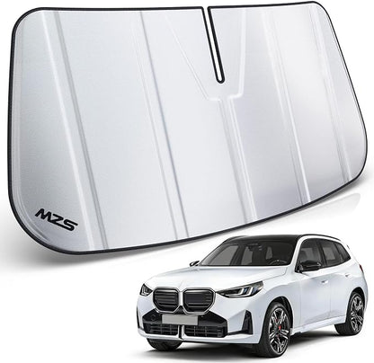 MZS Windshield Sun Shade Compatible with X3 SUV 2025 2026 | 6-Layer Heat Insulation, 99% UV Blocking, Keeps Interior Cool, Full Coverage Visor, Foldable Car Window Sunshade, Storage Bag by MZS