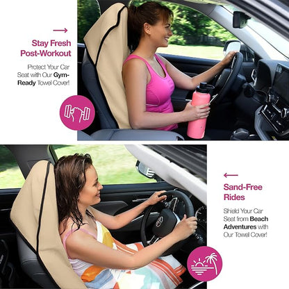 lebogner Waterproof Sweating Car Seat Cover for Post Gym Workout, Running, Swimming, Beach and Hiking, Universal Fit Anti-Slip Bucket Seat Protector for Cars, SUVs and Trucks, Machine Washable, Beige - Image 3