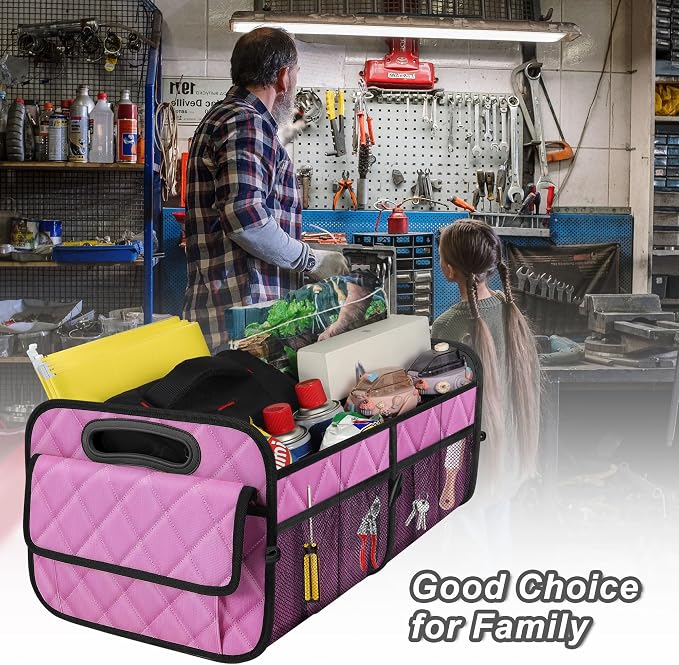 Deosk Car Trunk Organizer for SUV, Car Organizers and Storage with Reinforced Handles, Car Accessories for Women/Men 50L Waterproof Polyester Trunk Organizer(Medium,Pink) - Image 6