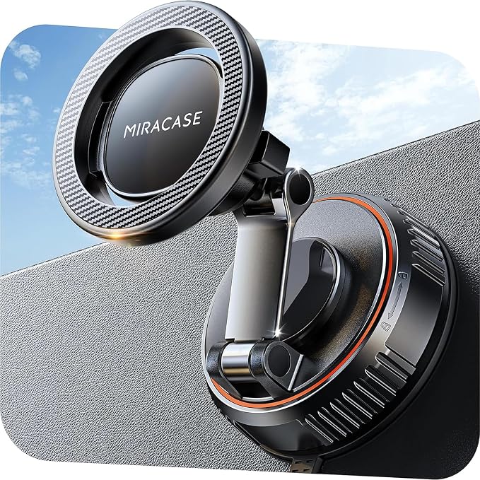 Miracase for MagSafe Car Mount[3600gf Strong Magnet & 89+LBS Suction Base]Vacuum Magnetic Phone Holders for Your Car, 360° Adjustable Dashboard & Windshield Mount with Dash Accents for All Smartphones by Miracase