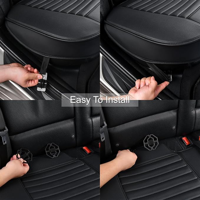 Back Seat Covers, Rear Seat Cushions, Auto Bench Protector with Breathable PU Leather and Non-Slip Bottom Universal for 4 Season (Black, 61" x 20. 5") - Image 4