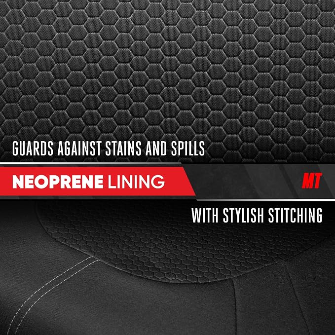 Motor Trend Honeycomb Polyester Seat Covers – Semi Universal Fit Front Seat Protector for Most Cars, Trucks, SUVs – Breathable Hex Design, Easy to Install, Black & Gray Car Seat Cover - Image 8