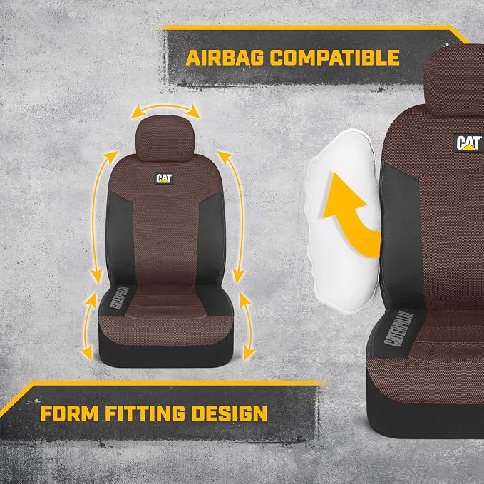 CAT MeshFlex Universal Front Seat Covers for Trucks, Cars, & SUV - Brown | Airbag Compatible Interior Protection for Trucks, Suv, and Cars – (2) Front Seat Protectors Automotive and Truck Accessories - Image 4