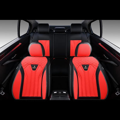 Leather Seat Covers, Seat Covers Full Set, Car Seat Protectors 5 Seats,Automotive Seat Covers Fit for Most Cars Trucks-Black&Red - Image 8