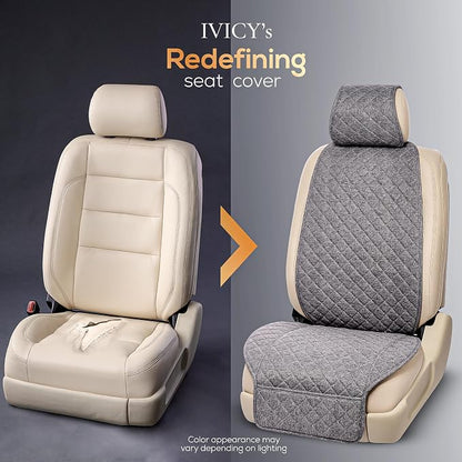 Faux Linen Front Car Seat Cover, Seat Protector, 1 Unit, Cool Gray | Non-Slip Bucket Sear Cover for Most Cars, SUVs, Vans & Trucks – Machine Washable, Side-Airbag Friendly - Image 6