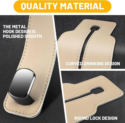 Amelity Car Headrest Hooks, Purse Hook for Car 2 Pack Beige | Universal Car Interior Accessories for Women, Available in 2/4 Pack, Storage Hanger Holds Purses, Backpacks, Grocery Bags - Image 4