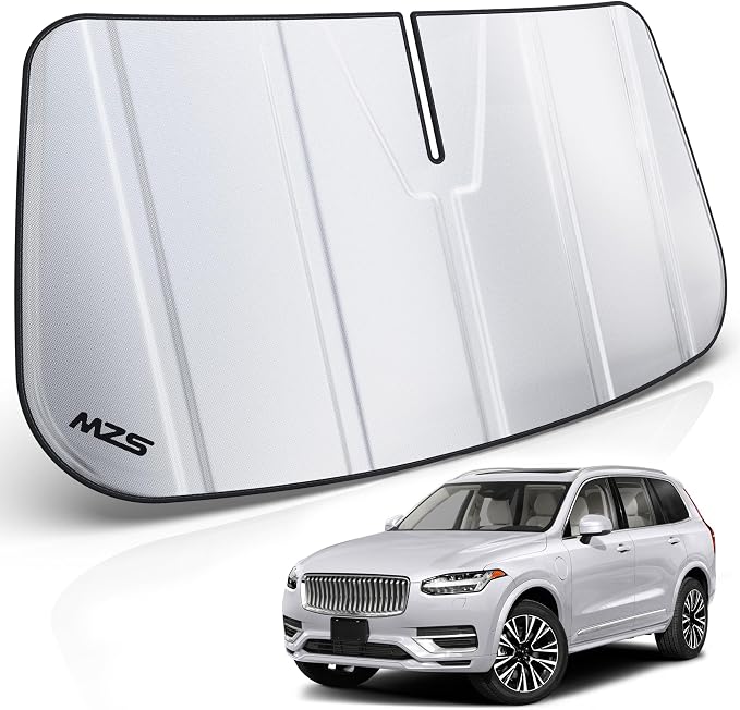 MZS Windshield Sun Shade Compatible with XC90 2016-2026 | 6-Layer Heat Insulation, 99% UV Blocking, Keeps Interior Cool, Full Coverage Visor, Foldable Car Window Sunshade, Storage Bag by MZS