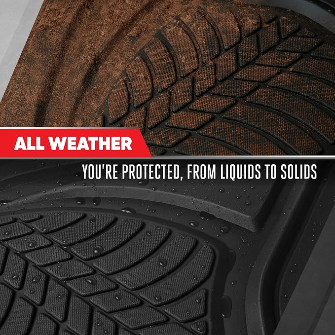 Motor Trend FlexTough Guard All-Weather Floor Mats for Cars – Black Waterproof Rubber Floor Mats, Universal Trim-to-Fit Automotive Accessories for Cars, Trucks & SUV - Image 8