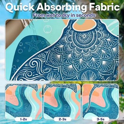 2 Pack Car Seat Towel Covers, Sweat-Proof Microfiber Seat Protectors for Gym, Running, Beach & Workout, Breathable Quick-Dry, Machine Washable, Pastel Manta Ray Print, Universal Fit - Image 3