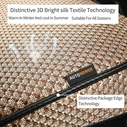 Auto Newer Breathable Universal Four Seasons Car Seat Covers, Luxury Car Seat Cushion，Protectors for Front Seat Bottoms,Compatible with 95% Vehicles， Fit for Cars Truck SUV (Gold Beige,2PCS) - Image 2