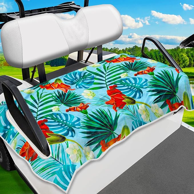 ENYORSE Golf Cart Seat Covers, Tropical Floral Seat Towel Blanket, Soft Breathable Microfiber, Keeps Seats Cool & Comfortable, 51”x31”, Fits 2 & 4 Passenger EZGO, Yamaha,Club Car Carts by EnjoyYourlifeEnjoyYourself