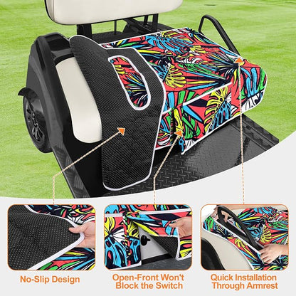 PGmoon Golf Cart Seat Covers with 4 Front Pockets & Nonskid Bottom | Universal Golf Cart Seat Towel Blanket Fits for EZGO, Yamaha, Club Car and More 2 Person Seats Golf Carts - Image 3