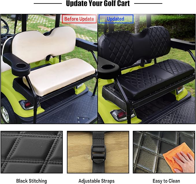 NOKINS Golf Cart Rear Seat Covers for ICON i40, Star EV & Advanced EV | Diamond Pattern；UV Resistant；All-Weather Protection - Image 6