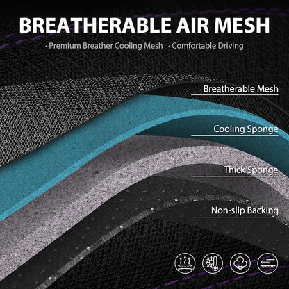 CAR PASS Comfortable 3D Foam Mesh Leather Car Seat Covers Front, Air Cool Mesh Breathable Front Seat Covers for Car, Universal for SUV Truck Sedan Automotive, Airbag Compatible,Black Purple - Image 8