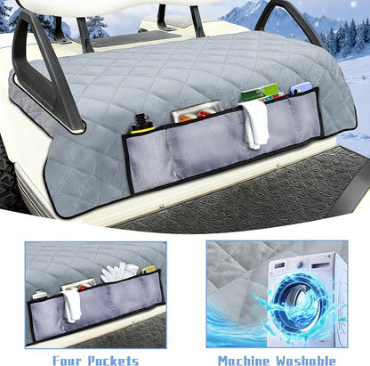 YOKYHOM Golf Cart Seat Covers with 4 Front Pockets, Thick Seat Towel Blanket with Non-Slip Backing, Fits EZGO, Club Car, Yamaha and More 2 & 4 Passenger Golf Carts, Gray - Image 6