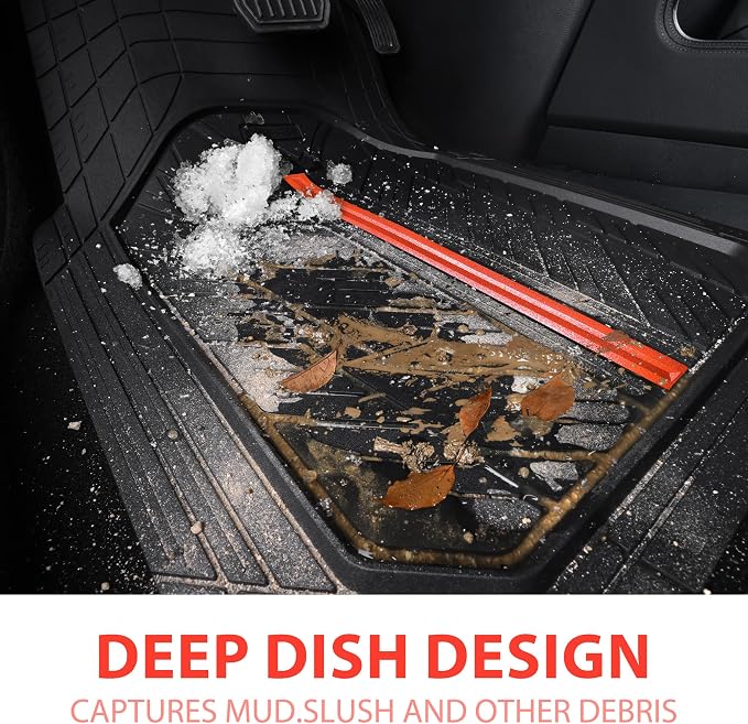 CAR PASS Metal Medium Rubber Floor Mats for Car Heavy Duty Car Mats All Weather, Universal Trim to Fit for Truck SUV Vehicle Automotive Floor Mats, Waterproof Car Mats 4 Piece Black and Red - Image 8