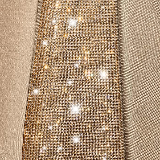 CAR PASS Beige Oxford Bling Diamond Car Seat Covers Full Set Interior Sets, Waterproof Shining Glitter Sparkly Crystal Universal Armrest Fit 95% Automotive Truck SUV Cute Women Girl, Beige Rhinestone - Image 9