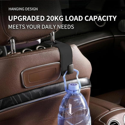 Car Headrest Hook,Premium Leather Back Seat Hanger for Purse & Bags | Solid 40lb metal core,360-degree silent rotation,space-saving hidden folding,durable dual support (2, Black) - Image 6