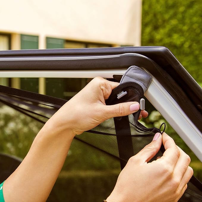 Munchkin Brica Magnetic Stretch-to-Fit Car Window Shades, Black, 2 Pack - Image 3