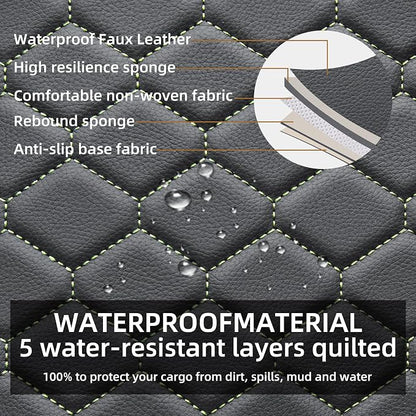 Elantrip Leather Car Seat Covers Front 2PC Black Green Waterproof | Unique black faux leather + green stitching — standout diamond-quilted style - Image 3