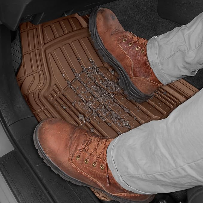 CAT® ToughRide™ Heavy-Duty 4 Piece Brown Floor Mats for Cars - Trim to Fit All-Weather Rubber Car Mats Full Set - Truck Mats & Cars Floor Mats - Interior Accessories for SUVs & Car Rug Protection - Image 8
