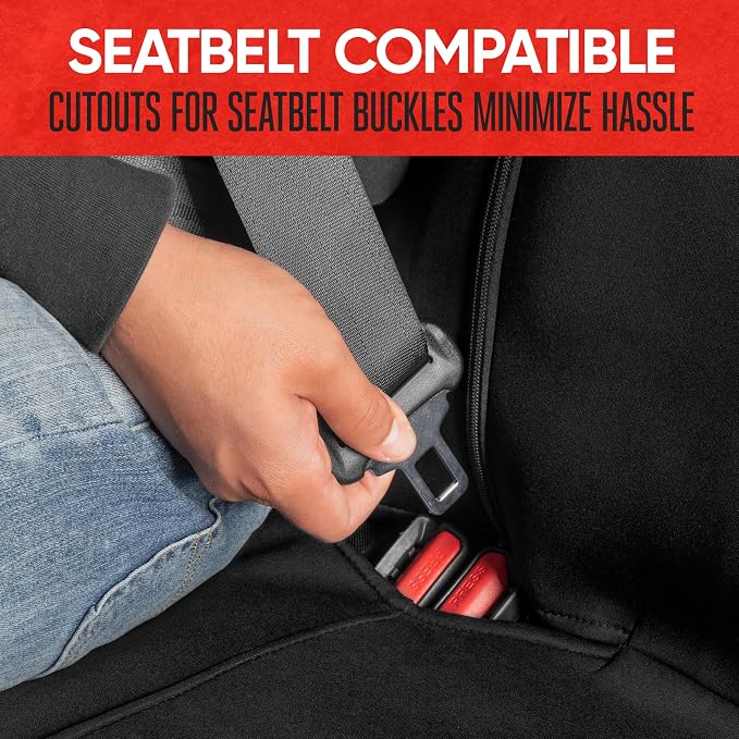 Motor Trend SpillGuard Waterproof Rear Split Bench Seat Covers for Trucks Rear Seat Cover Only - Black Car Seat Covers, Back Seat Covers Only - Durable Neoprene Spill Resistant for Kids & Dogs - Image 3