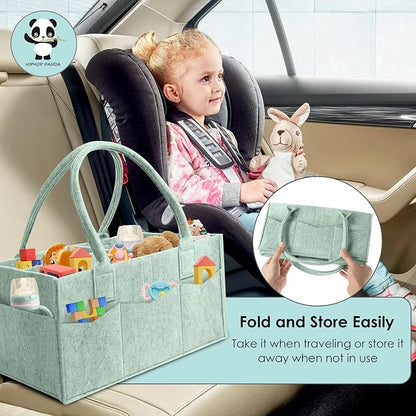 HIPHOP PANDA 2-Pack Diaper Caddy Organizer - Nursery Storage Bin & Car Organizer for Diapers, Wipes, and Baby Essentials - Dual-Color Solid Set (Grey/Green), Regular Size - Image 7