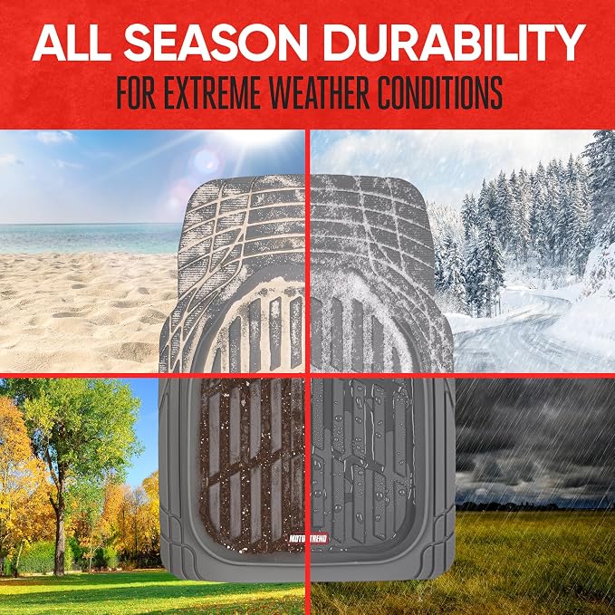 Motor Trend 2 Piece Front Car Floor Mats- Gray FlexTough Contour Liners-Deep Dish Heavy Duty Rubber Floor Mats for Car SUV Truck & Van-All Weather Protection, Universal Trim to Fit - Image 4