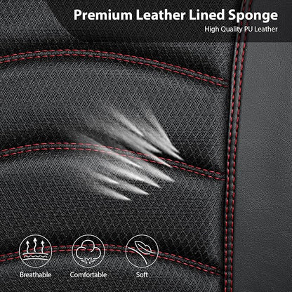 CAR PASS Comfortable 3D Foam Mesh Leather Car Seat Covers Front, Air Cool Mesh Breathable Front Seat Covers for Car, Universal Fit for SUV Truck Sedan Automotive, Airbag Compatible,Black Red - Image 9