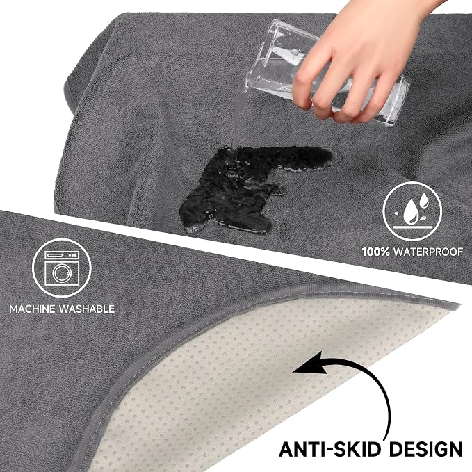 Car Seat Covers 2pcs Grey Waterproof Towel Car Seat Cover Universal Fit for Most Trucks SUV Fitness Athletes Pets Gym and Water Sport - Image 4
