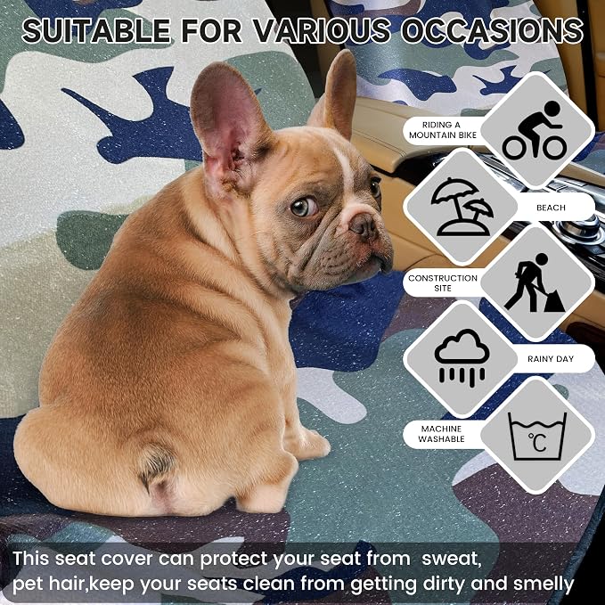 Car Seat Covers 1 Pack Waterproof Towel Car Seat Cover Universal Fit for Most Trucks SUV Fitness Athletes Pets Gym and Water Sport，Camouflage - Image 4