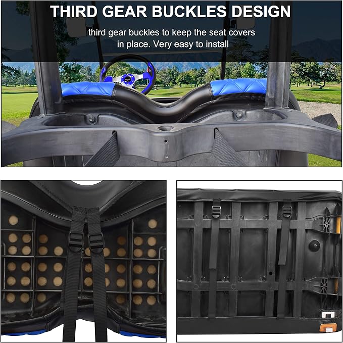 NOKINS Golf Cart Diamond Vinyl Seat Covers Fits Club Car Precedent 2004-UP | OEM Standard Front Seat Cushion,No Nails Required - Image 6