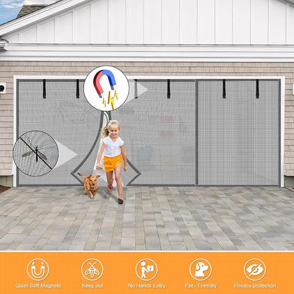 LIAMST Privacy Garage Door Screen Blackout for 2 Car Garage-18x8FT Privacy Silver Grey Heavy Duty Magnetic Garage Screen, Hands Free, Magnetic Privacy Garage Screen Door - Image 3