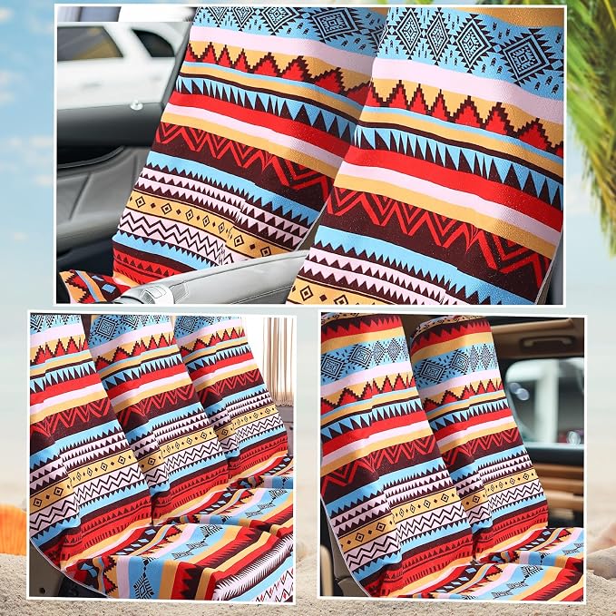 Hahafelt Car Seat Towel Covers Christmas Car Accessories Gifts Athletic Running Towel Performance Microfiber Post Workout Sweat Washable Cover Non Slip for Seat Outdoor Sport(Tribal) - Image 3